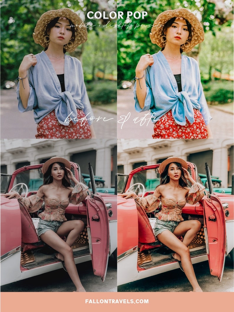 5 Color Pop Lightroom Presets Mobile & Desktop, Vibrant Rich Color Preset, Bright Bold Photo Editing Instagram Filter for Summer Travel 画像 6