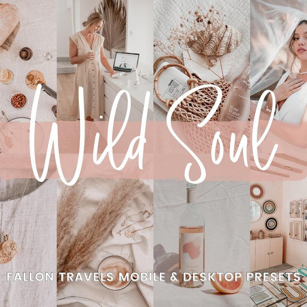 5 Wild Soul Lightroom Mobile & Desktop Presets, Soft Blush Pink Instagram Filter for Valentines Photo, Dreamy Pastel Tones iPhone Preset