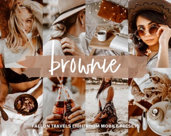 5 Brown Lightroom Mobile Presets, Rich Chocolate Film Tone Instagram Filter, Minimal Tan Coffee Photo Editing for Bloggers