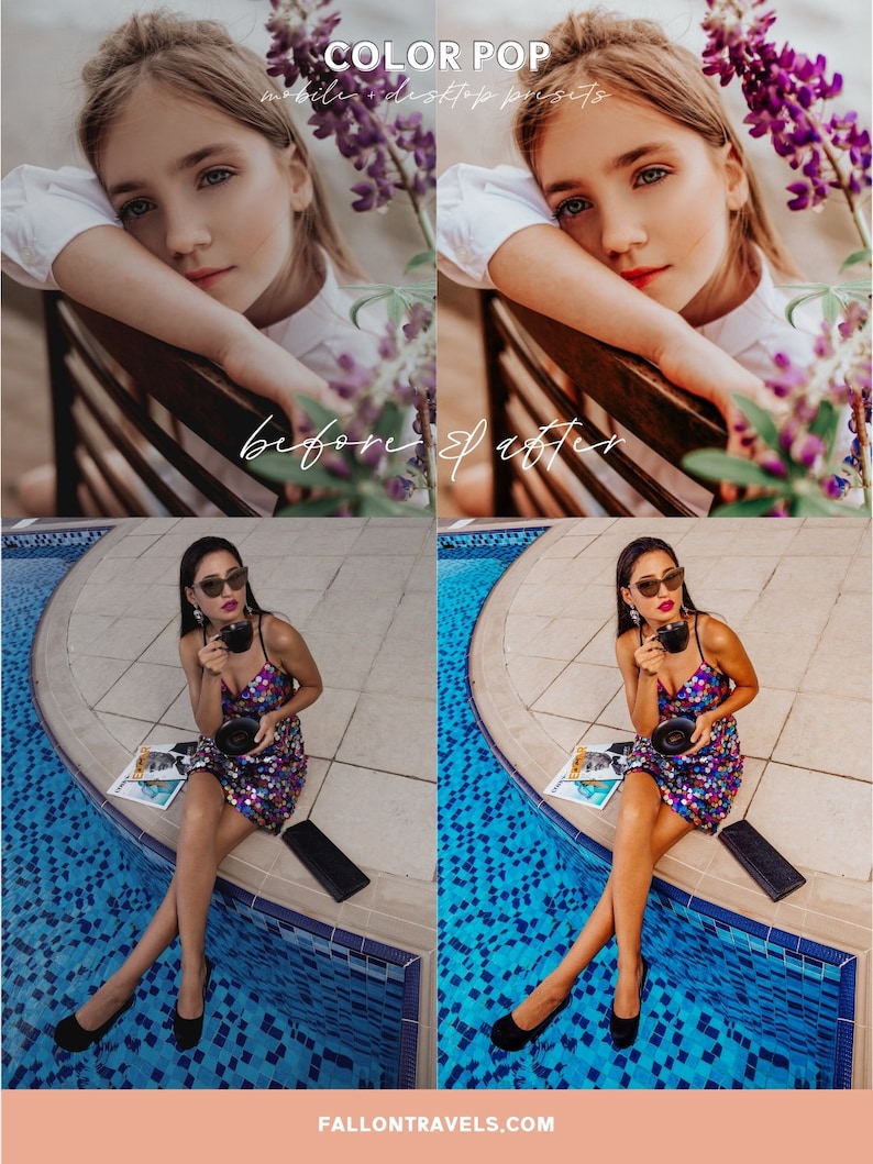 5 Color Pop Lightroom Presets Mobile & Desktop, Vibrant Rich Color Preset, Bright Bold Photo Editing Instagram Filter for Summer Travel 画像 2