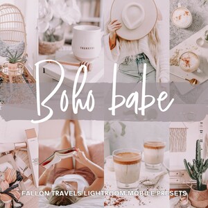 5 Boho Mobile Lightroom Presets, Bohemian Pink Photo Editing Filter for Instagram Influencer, Soft Creamy Tones Preset for Bloggers