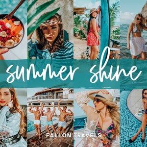 5 Summer Shine Lightroom Mobile & Desktop Presets, Vibrant Color iPhone Photo Editing for Instagram Blogger, Bright Travel Influencer Filter