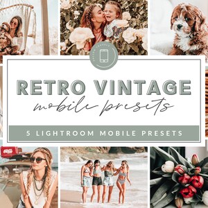 5 RETRO Mobile Lightroom Presets, Lifestyle Preset for Instagram Blogger, Influencer Mobile Preset, Warm Lightroom Filter for Bloggers