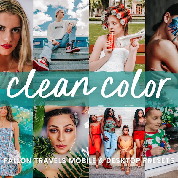 5 Clean Color Lightroom Mobile & Desktop Presets, Vibrant iPhone Editing for Instagram Blogger, Bright Vivid Summer Travel Photo Filter