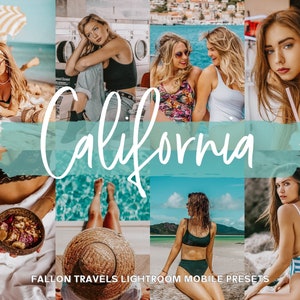 5 Cali Blogger Mobile Lightroom Presets, California Beach Photo Filter for Travel Influencers, Ocean iPhone Preset for Summer