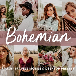 5 Bohemian Lightroom Mobile & Desktop Presets, Rich Moody Tones Pink Photo Filter for Instagram, Rustic Boho Vintage Blogger Preset