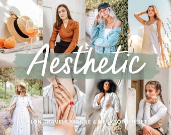 5 ajustes preestablecidos estéticos de Lightroom para dispositivos móviles y de escritorio, edición de fotos en tonos beige limpios y naturales para Blogger, filtro de influencer de Instagram de That Girl