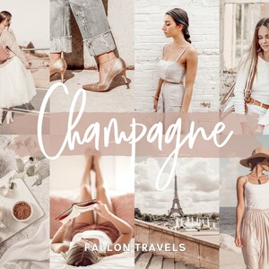 5 Champagne Lightroom Mobile Presets & Desktop, Airy Pink Photo Editing Filter for Instagram Influencer, Fashion Blogger Preset