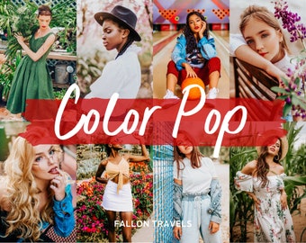 5 Color Pop Lightroom Mobile Presets, Bright Summer Travel Photo Editing Filter for Instagram Influencer, Colorful Lifestyle Preset