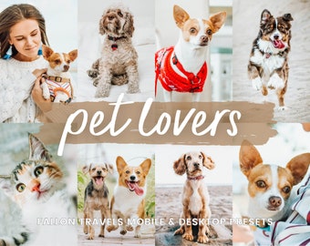 5 Pet Lightroom-voorinstellingen Mobiel en desktop, Hond Kat Fotobewerking Instagram-filter, Dierenvoorinstelling voor bloggers, Bright Home Pet Lovers Preset
