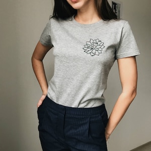 Yellow Flower Embroidery T Shirt - Etsy