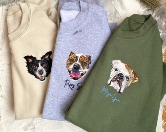 Custom Dog Embroidered Sweatshirt, Hand Embroidered Premium Gift ideas for the Pet Obsessed, Mother's Day Dog Mom gifts, Dog memorial gifts