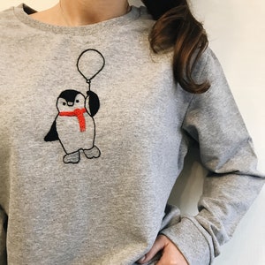 Cute Penguin Hand Embroidered Crewneck 