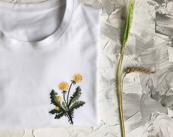 Floral shirt, Custom Botanical embroidery custom t-shirt, Gardener gift, Florist gift ideas, Hand embroidery, Front line hero gift