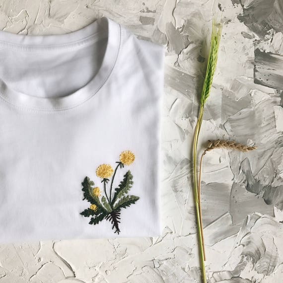 Embroidered Tee, Floral Hand Embroidery, High Quality Shirt
