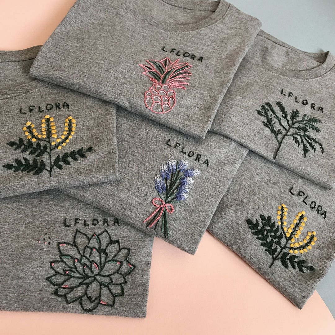 Mother's Day Rose Hand Embroidered T-shirt, Unusual Floral Embroidery Shirt,  Birth Month, Personalized Gift, Self Gifts, Mom Gifts Under 50 