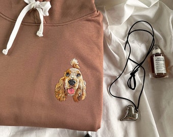 Dog Mom Hand Embroidered Hooded sweatshirt, New Dog Mama Gift, Personalized Thoughtful for First Time Mom, Custom Dog Portrait Stitching