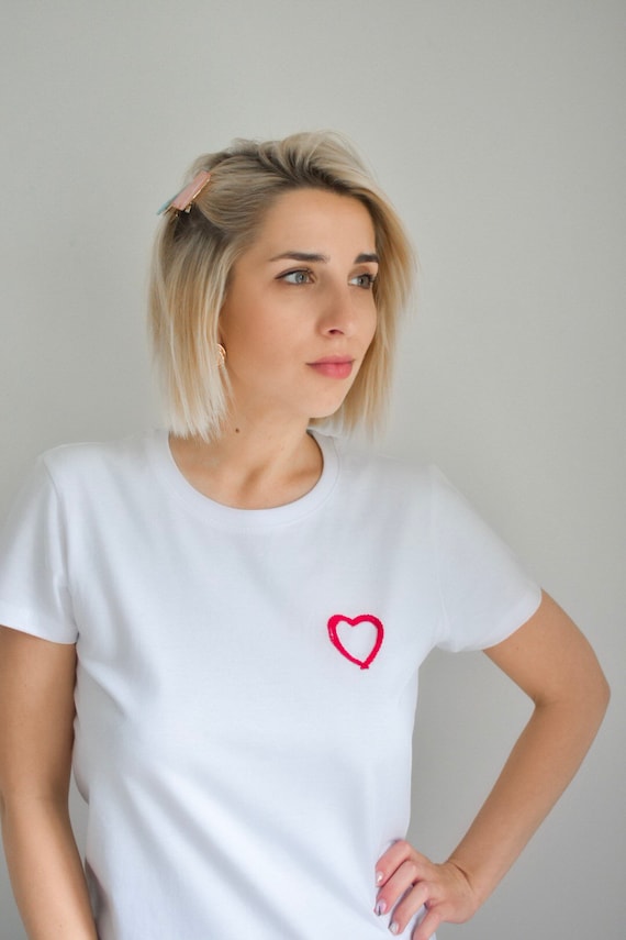 Heart embroidered t shirt, Minimalistic tee, Love sign tee, gift for her, mother's day gift, Hand embroidery, Unusual tee shirt, Heart embroidered t shirt, Minimalistic tee, Love sign tee, gift for her, mother's day gift, Hand embroidery, Unusual tee shirt,