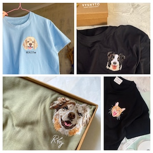 Custom Dog Shirt Hand Embroidered or Printed, Pet memorial gifts, Personalized Custom dog mom tee, gifts for dog owners, Mother's Day Gifts image 4