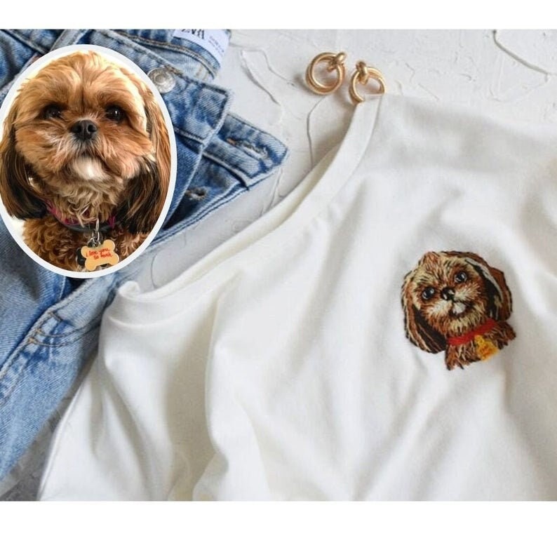 Custom Dog Shirt Hand Embroidered or Printed, Pet memorial gifts, Personalized Custom dog mom tee, gifts for dog owners, Mother's Day Gifts image 5