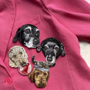 Pet portrait custom hand embroidered patch