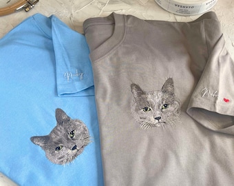 Custom Embroidered Cat T-shirt, Cat lady gifts, Cat Owner Custom Gifts, New Kitty gift ideas, Cat parent clothing, Personalized cat tee