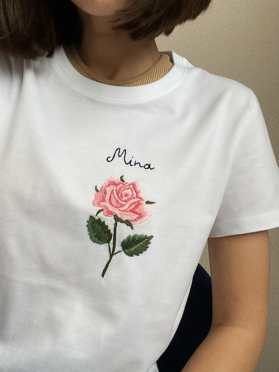 Rose Hand Embroidered T-shirt, Fashion Gifts for Mom, Unique Mothers Day  Gift, DIY Mothers Day Gifts, Funny Mothers Day Gift, Gifts Under 50 