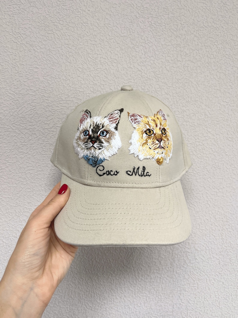 Custom Dog mom baseball cap, Hand Embroidered Dog Portrait, Dog dad hat, personalized pet portrait from your photo, Mother's Day Gifts immagine 7