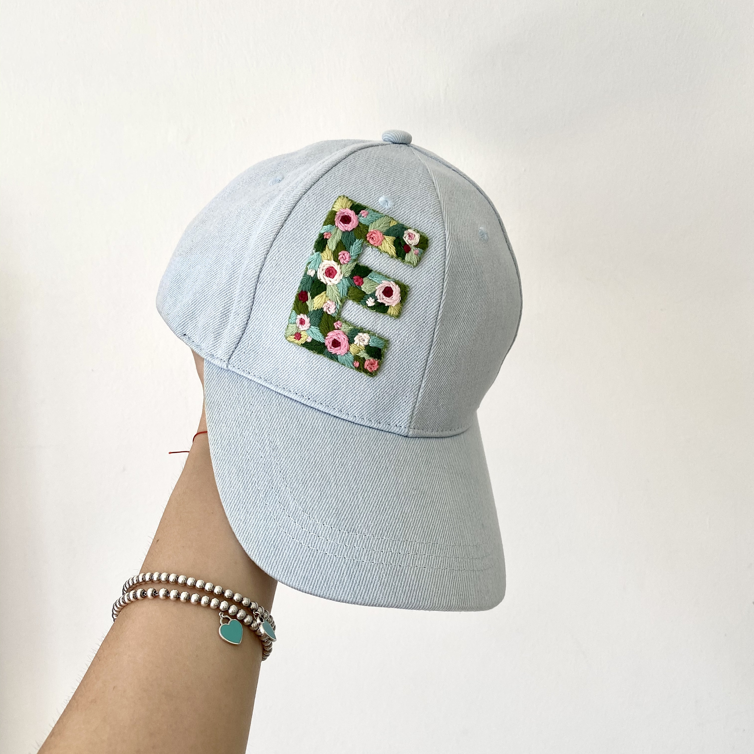 Hand Embroidered Hat Custom Text Baseball Cap Floral Hat - Etsy