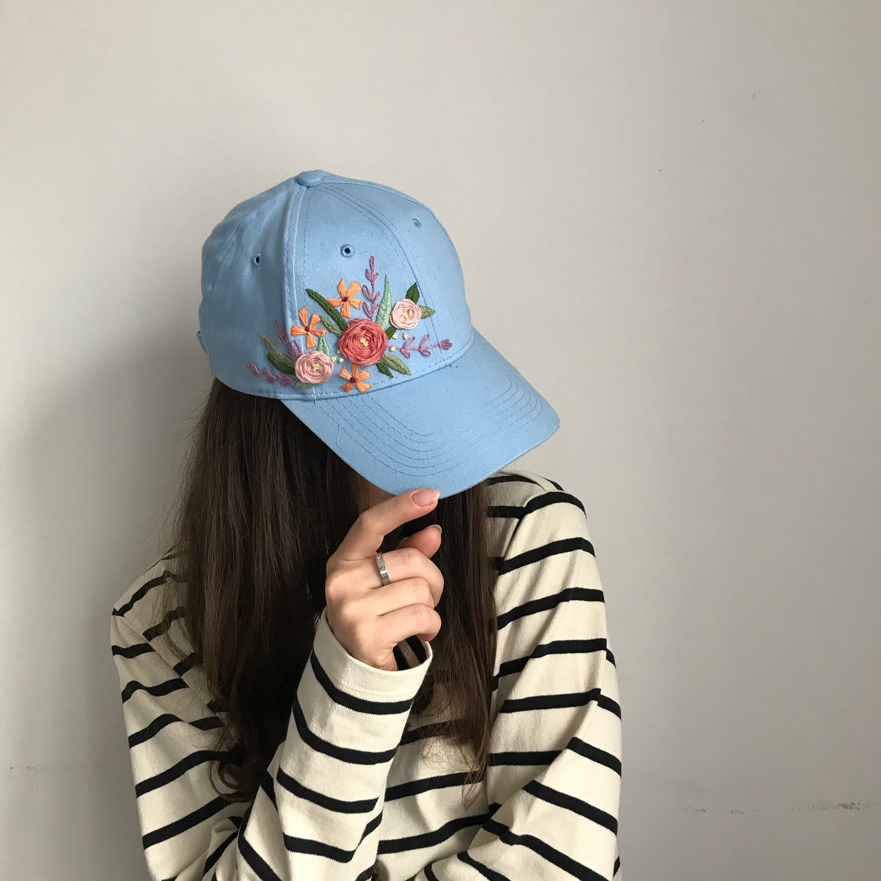 Floral Hand Embroidered Hat Gardener 