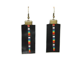Multicolored recycled electronic wires earrings