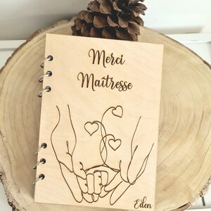 Cuaderno de madera Gracias Ama, maestro, atsem, niñera