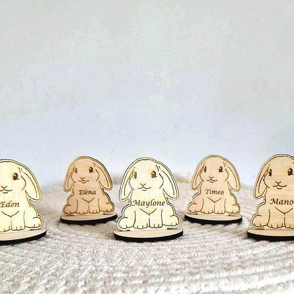 Easter place cards, Easter decoration to pose, Easter gift, Personalized wooden Easter bunny