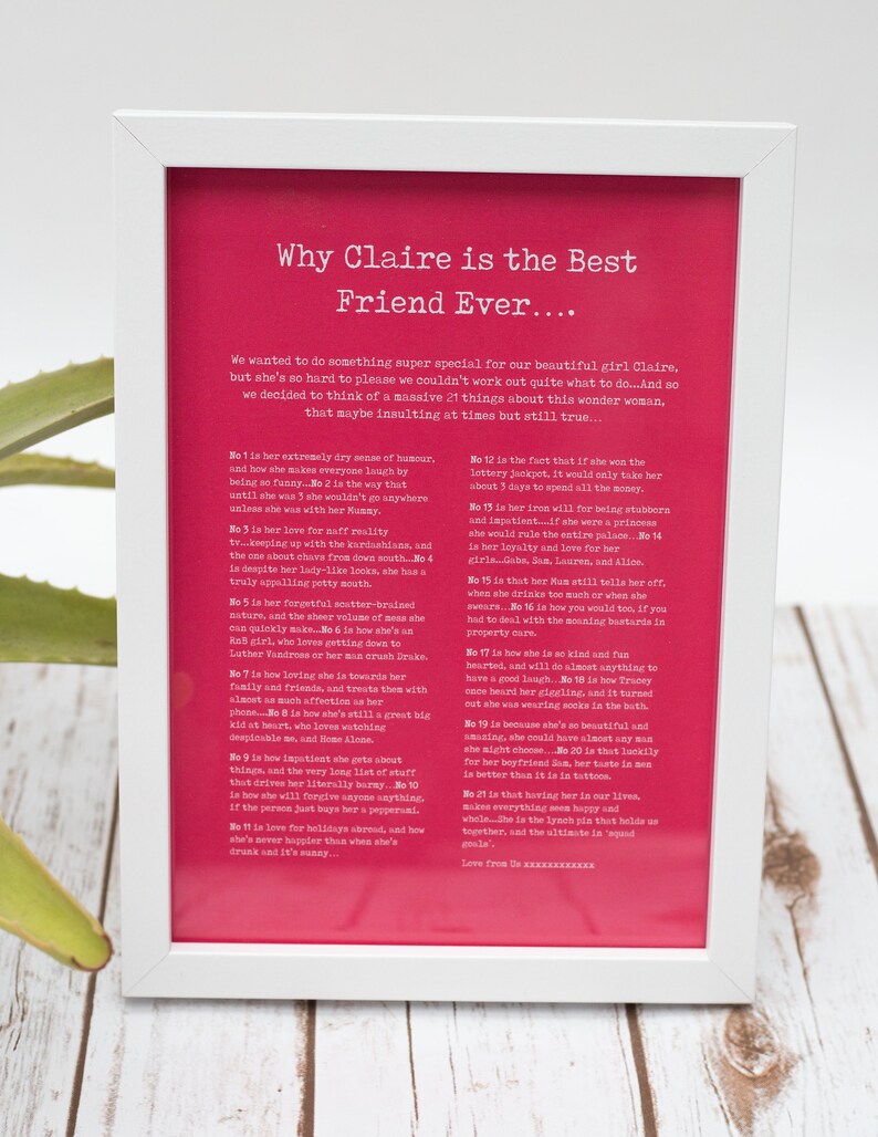100 Bespoke Best Friend Poem Print Best Friend Etsy - image 0