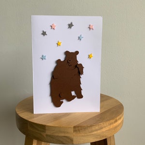 Bear Dance Handmade Card, 3D Greeting Card, Birthday Greeting Card,  Childrens Birthday Card, Valentine’s Day Card
