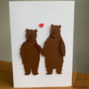 Verliebte Bären Handgemachte Valentinstag Karte, 3D Grußkarte, Recycling Karte