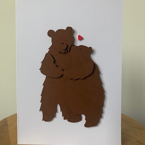 Bears in Love Handmade Valentine’s Day Card, 3D Greeting Card, Recycled Card