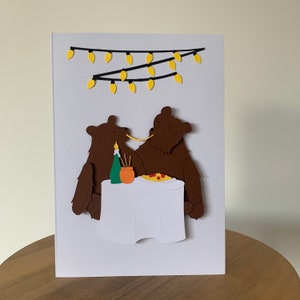 Bears in Love Handmade Valentine’s Day Card, 3D Greeting Card, Recycled Card