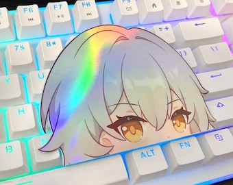 Stelle Trailblazer Peeker Holographic Sticker | Honkai Star Rail Sticker | Stelle and Caelus stickers peekers computer decals