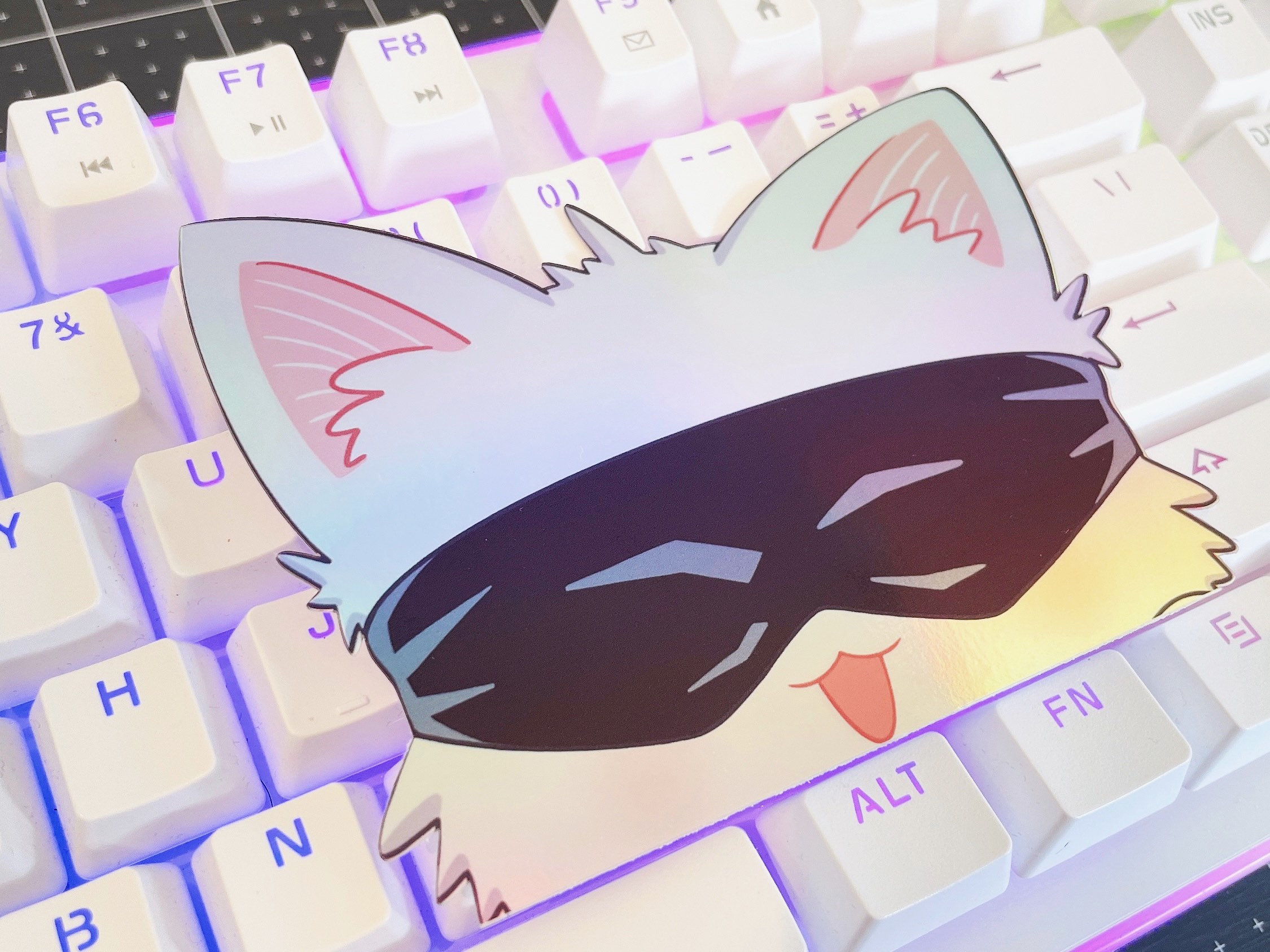 Gojo Cat Sticker Peeker Holographic Glasses Version Gojo | Etsy