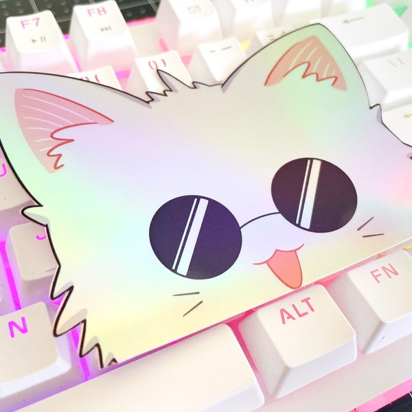 Gojo Cat Peeker Holographic (Glasses Version) Stickers | car decals