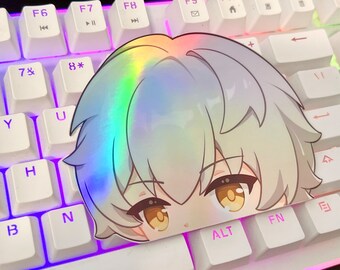 Caelus Trailblazer Peeker Holographic Sticker | Honkai Star Rail Sticker | Stelle and Caelus stickers peekers computer decals