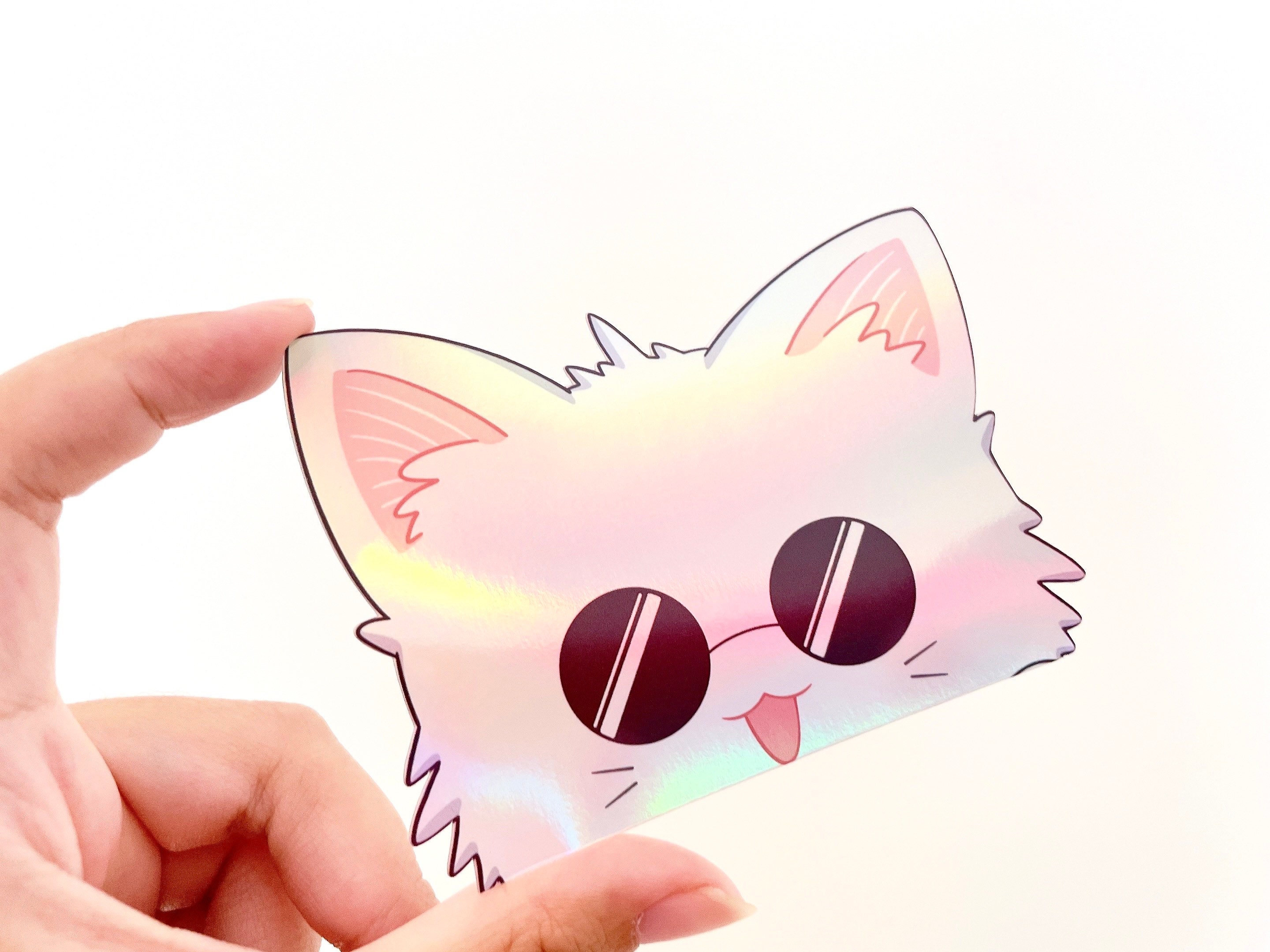 Gojo Cat Sticker Peeker Holographic Glasses Version Gojo | Etsy