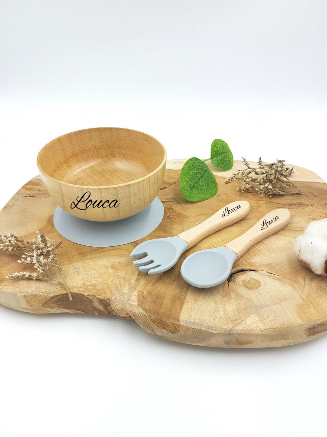 Personalized baby bowl and cutlery