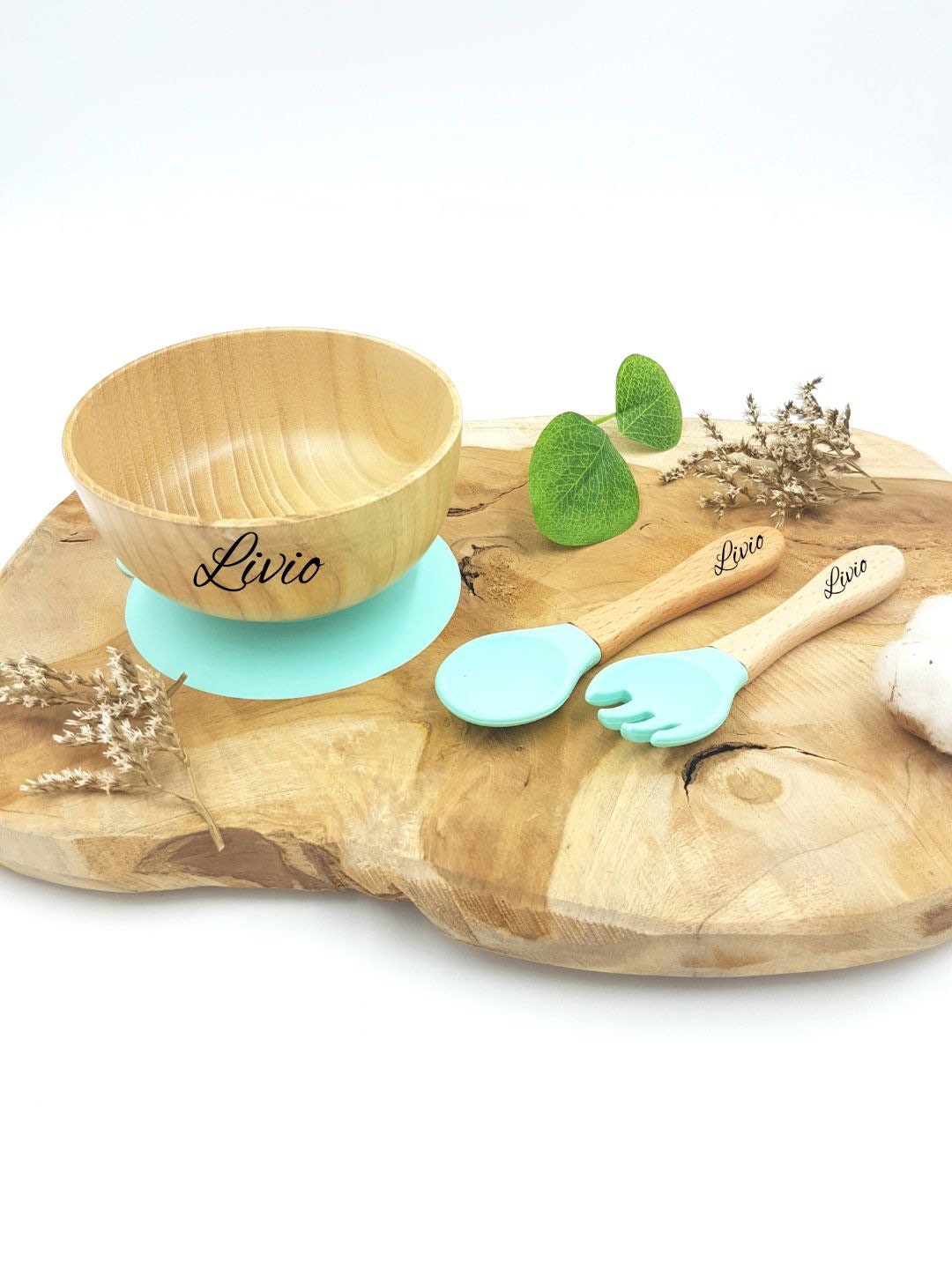 Personalized baby bowl and cutlery