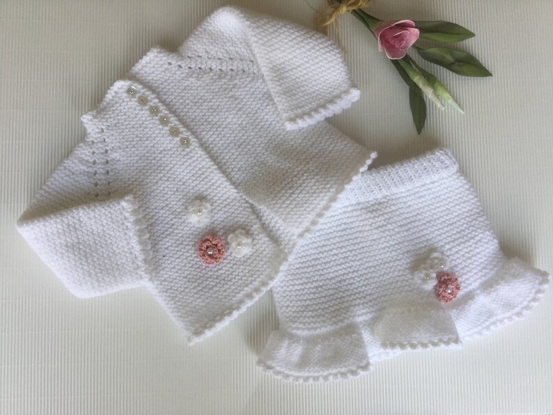 Baby Set Size 3 To 6 Months White Knitted Jacket And Skirt Hand Flowers Pink And White Gift Box Birth Baptism Photo Shooting Baby Girls Clothing Baby Girls Clothing Ugaurbanag Com