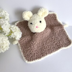 White and Brown Rabbit Soft Toy, Handmade Crochet Plush, Soft Amigurumi Rabbit, Children&#39;s Room Decoration Soft Toy, Birth Gift Idea