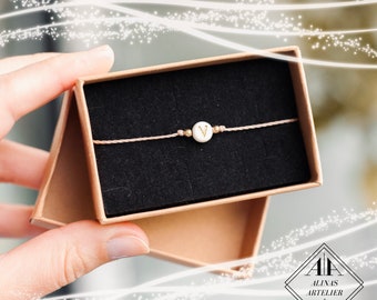 Bracelet with letter pearl, friendship bracelets, pearl bracelet initial, adjustable bracelet, freely selectable colors, personalized