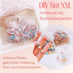 Juego de manualidades de pulseras XXL DIY, 500 cuentas para pulseras de la amistad, caja de manualidades para despedidas de soltera, joyas para adultos, cuentas de letras