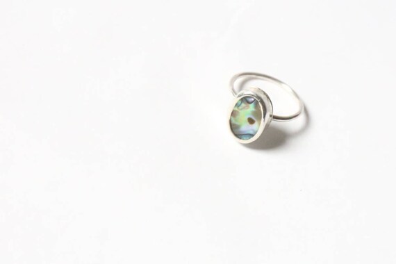Sterling silver abalone ring, size Q (UK) 8.5 (US)